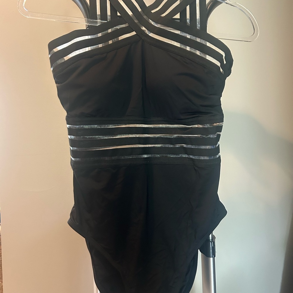One piece swimsuit high waisted and crossover top